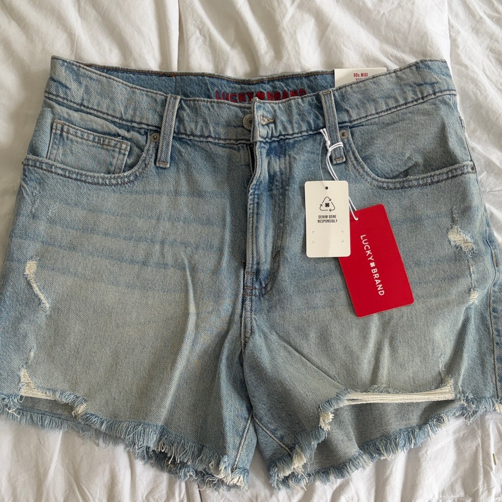 Lucky Brand Light Blue Frayed Jean Shorts